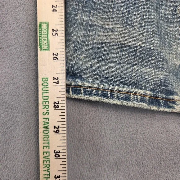 Loewe Jeans Mens Selvedge Blue Medium Wash Distressed Slim Tapered Fits 36x27